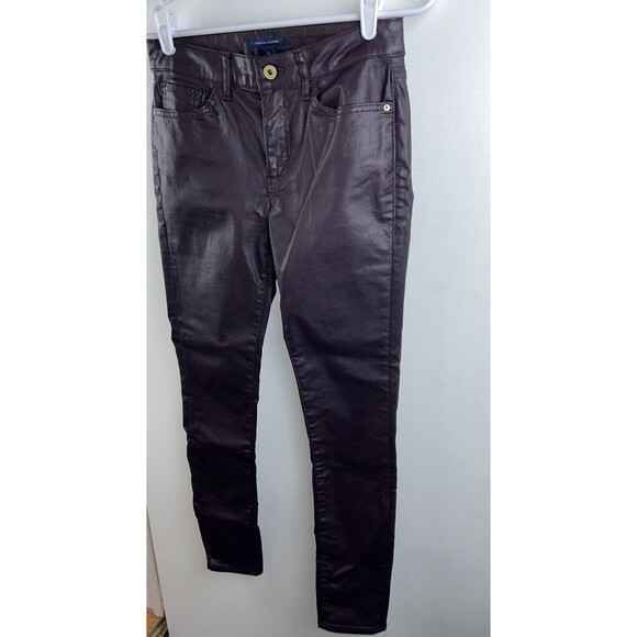 Tommy Hilfiger Wine Color Waxed Greenwich Skinny Pant Women's Sz 4 Stretch - Picture 2 of 9